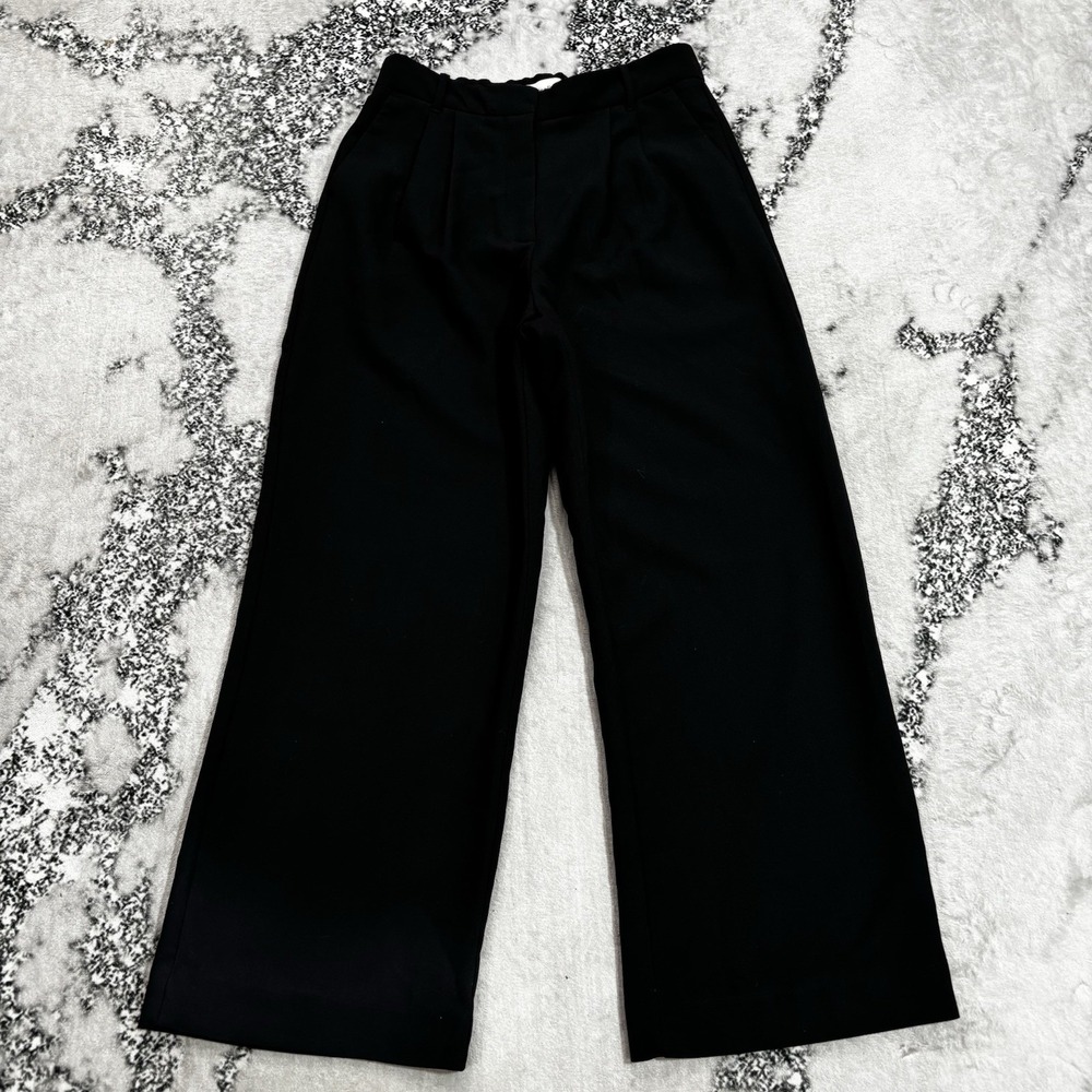 Abercrombie & Fitch Women's Size 10 Black Wide Leg Pleated High Rise Pants